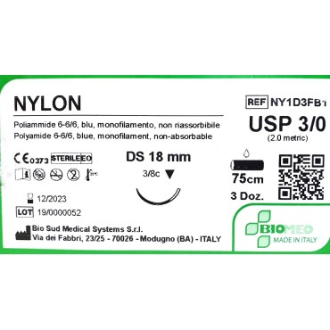 Sutura NYLON 3-0, Aguja...